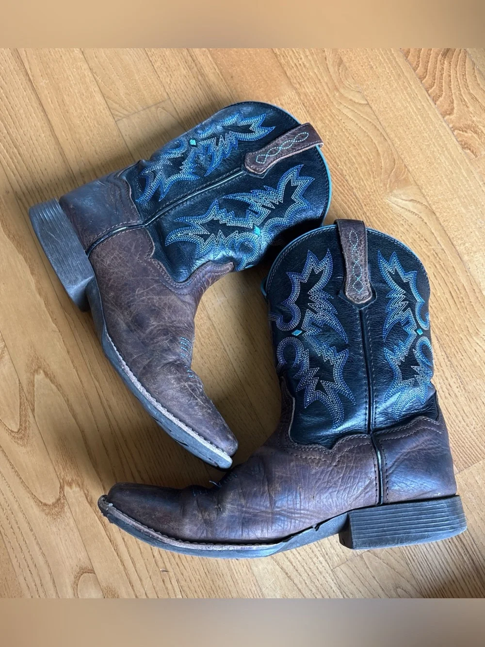 Ariat Tombstone Western Boots Cowboy Big Kid Earth Black Brown Blue Size 5 Youth